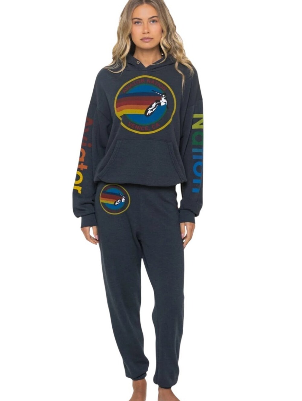Aviator Nation Related Venice Hoodie Joggers Set Charcoal XS Top S Pants